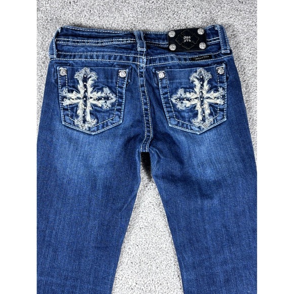 Miss Me Girls Jeans Size 14 Dark Wash Embellished Boot Cut Denim - Picture 1 of 14